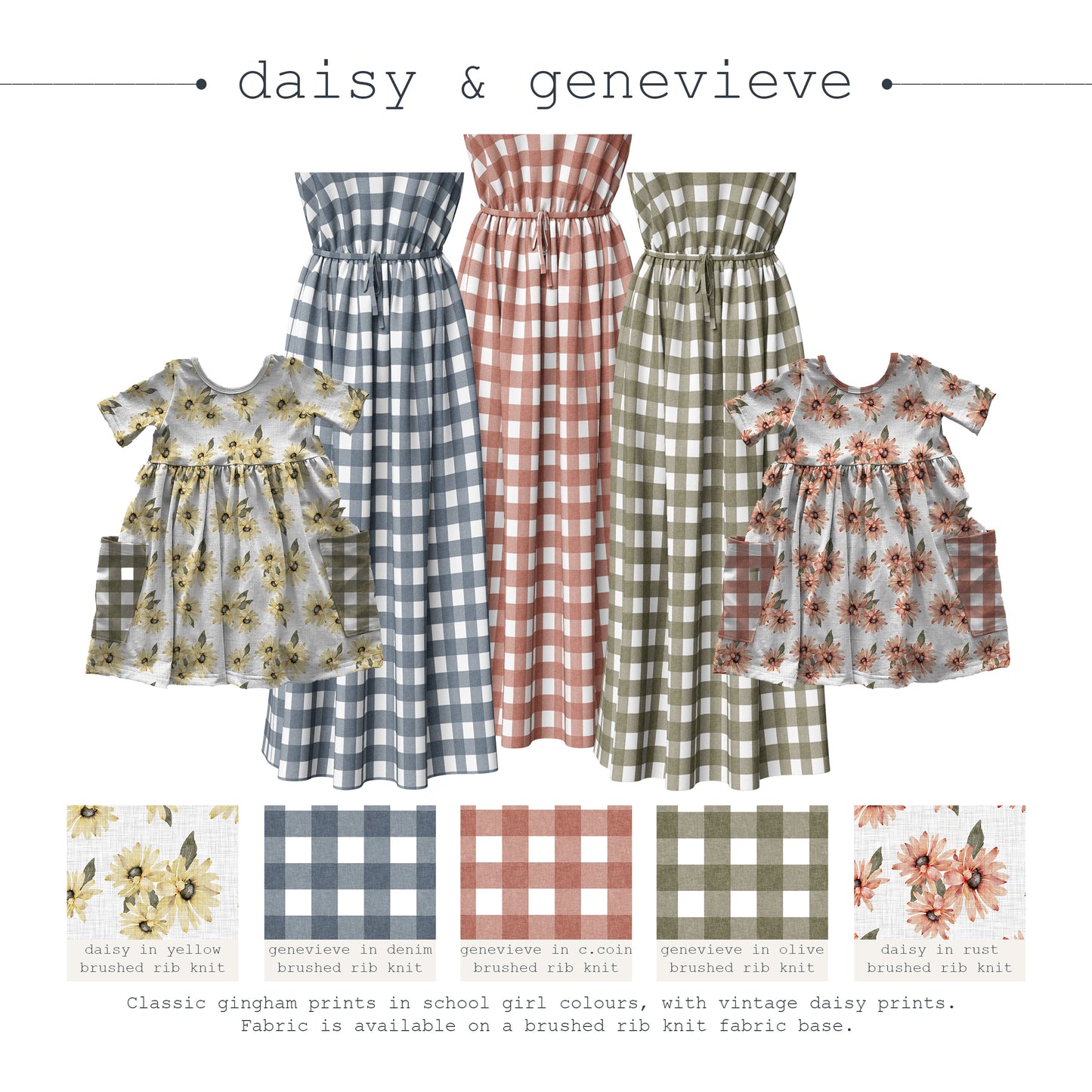 Genevieve Gingham Plaid in Olive Branch | Brushed Mini Rib Knit Fabric | SOLD BY THE FULL BOLT