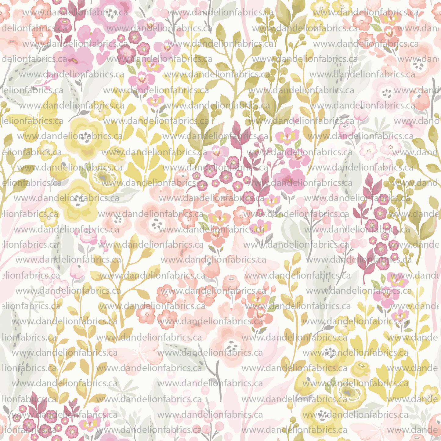 Cottage Garden Floral in Yellow | Brushed Mini Rib Knit Fabric | SOLD BY THE FULL BOLT