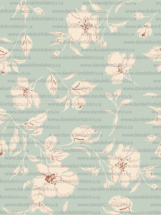 Becky Floral in Dewkist | Mini Rib Knit Fabric | SOLD BY THE FULL BOLT