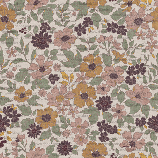 Emmalee Floral in Mauve | Brushed Mini Rib Knit Fabric | SOLD BY THE FULL BOLT
