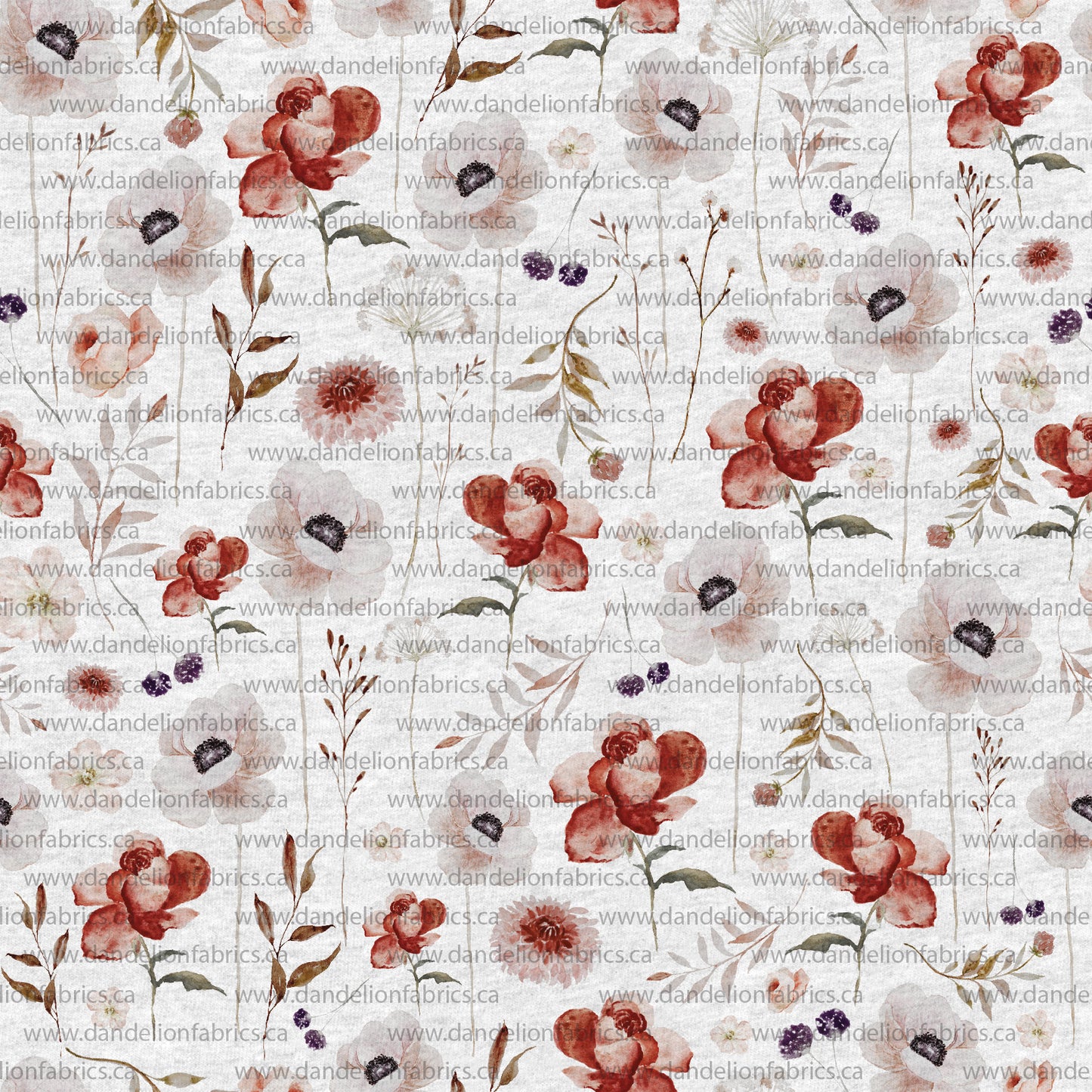 Brooklyn Floral in Heathered White | Mini Rib Knit Fabric | SOLD BY THE FULL BOLT