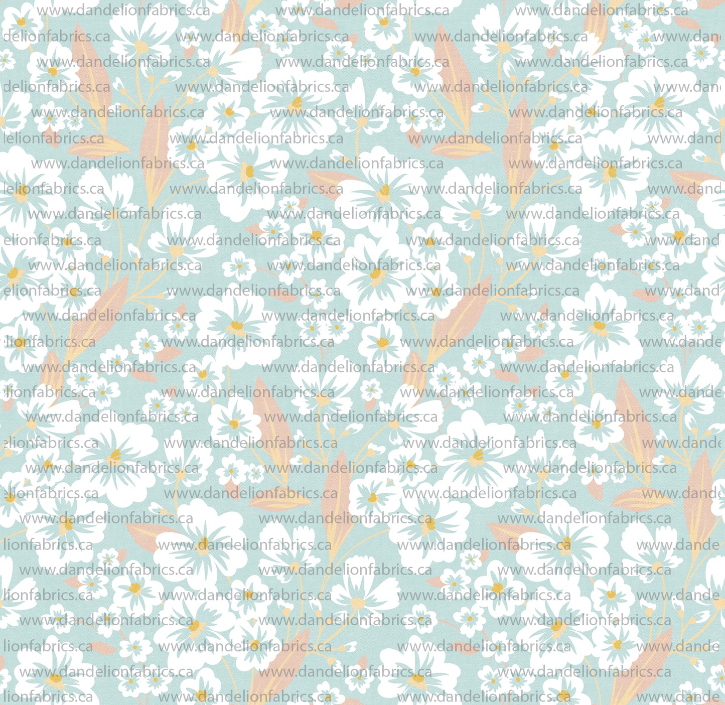 Kate Floral in Mint Blue | Brushed Mini Rib Knit Fabric | SOLD BY THE FULL BOLT