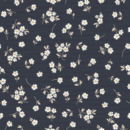 Brittani Floral in Navy | Mini Rib Knit Fabric | SOLD BY THE FULL BOLT