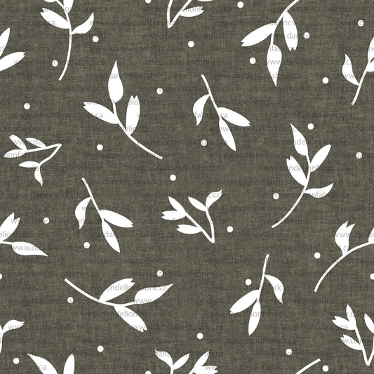 Gigi Leaf Print in Olive | Mini Rib Knit Fabric | SOLD BY THE FULL BOLT