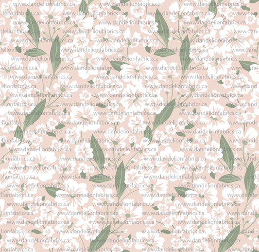 Kate Floral in Pink | Brushed Mini Rib Knit Fabric | SOLD BY THE FULL BOLT