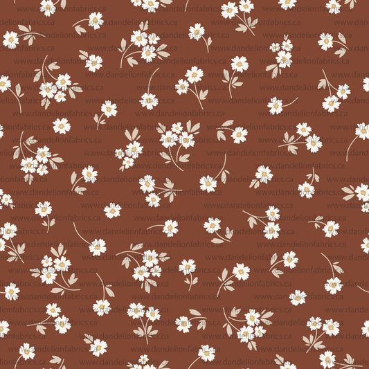 Brittani Floral in Rust | Mini Rib Knit Fabric | SOLD BY THE FULL BOLT