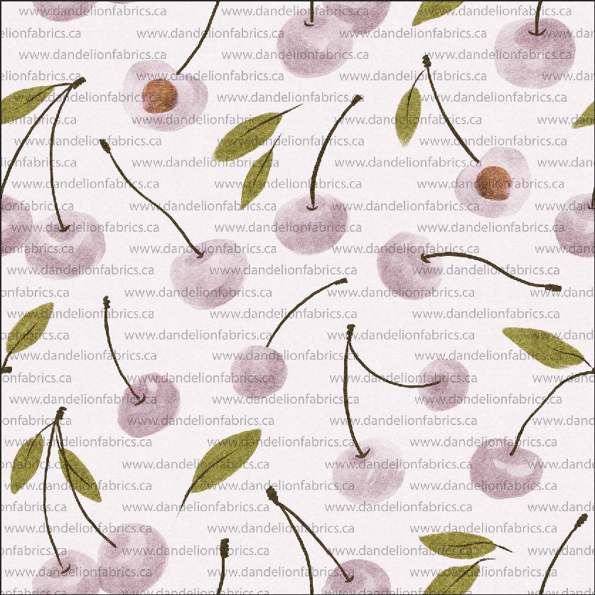 $3.00 - $4.00/Yard | Ava Cherries in Purple | Brushed Mini Rib Knit Fabric | SOLD BY THE FULL BOLT
