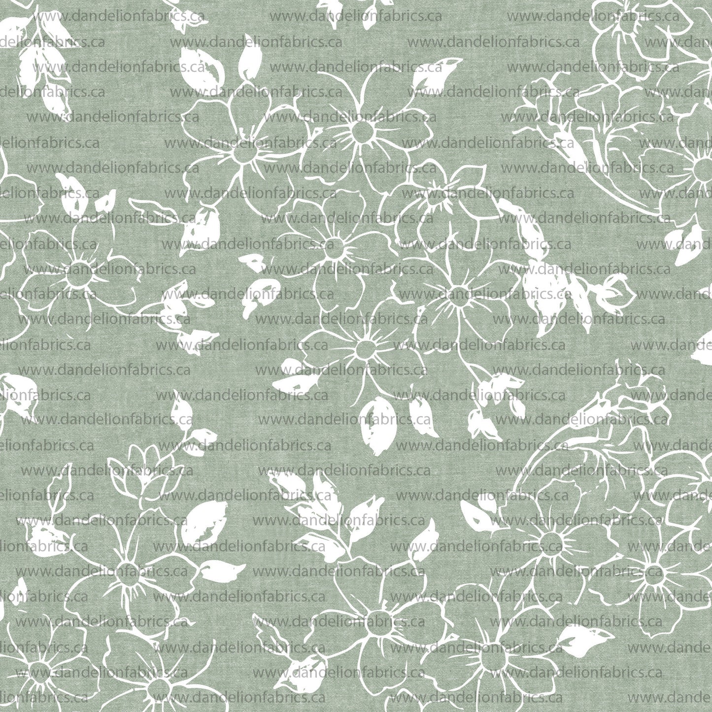 Joanne Line Art Floral in Smoke Green | Mini Rib Knit Fabric | SOLD BY THE FULL BOLT