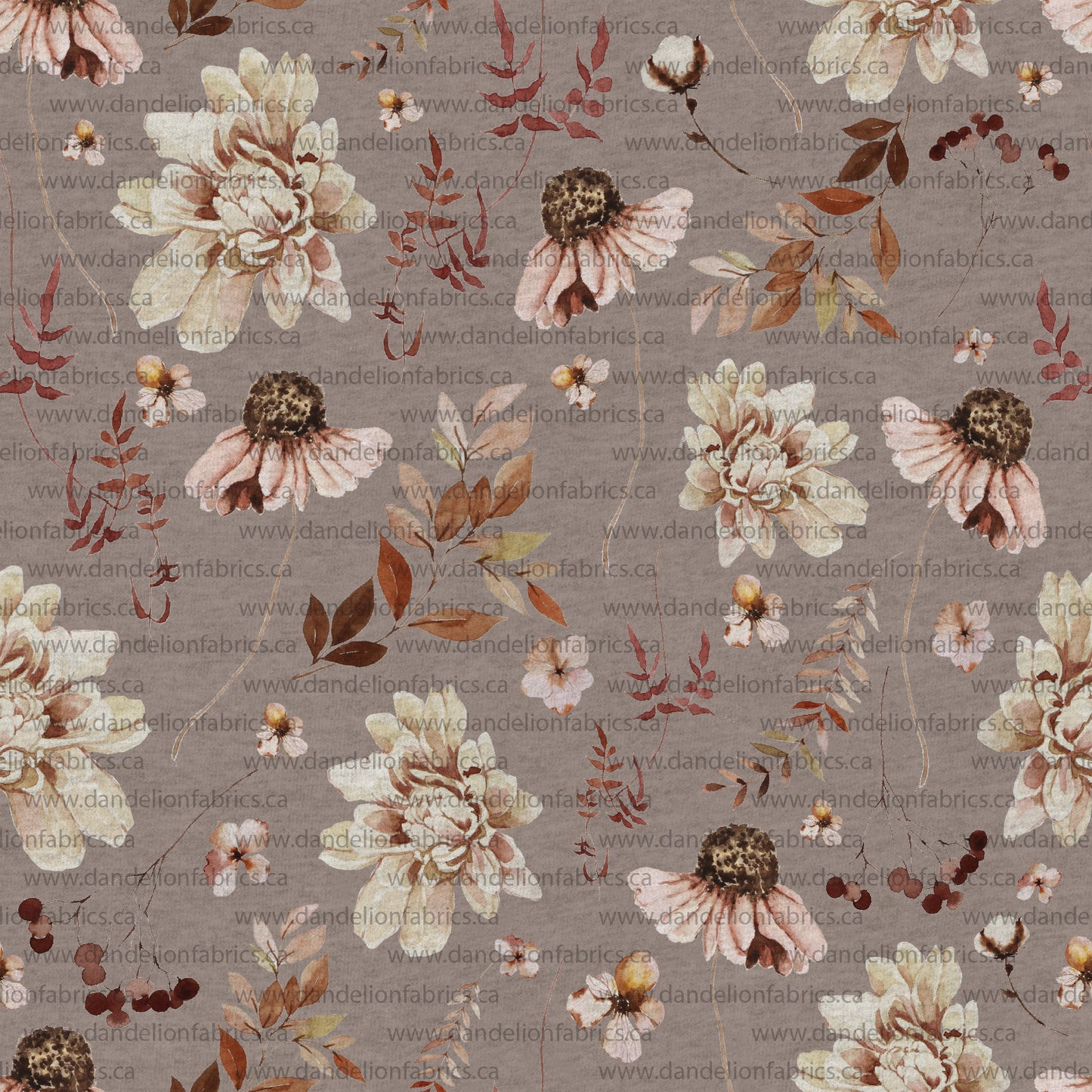 Faith Floral in Heathered Mauve | Brushed Mini Rib Knit Fabric | SOLD BY THE FULL BOLT