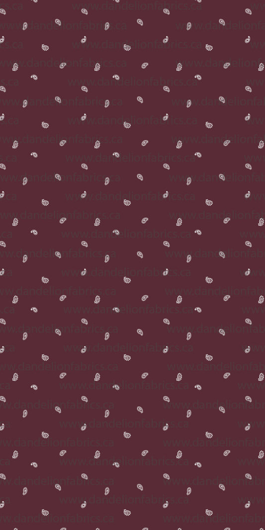 Mini Paisley in Burgundy | Brushed Mini Rib Knit Fabric | SOLD BY THE FULL BOLT