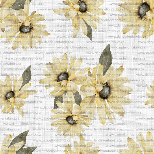 Daisy Floral in Yellow | Brushed Mini Rib Knit Fabric | SOLD BY THE FULL BOLT
