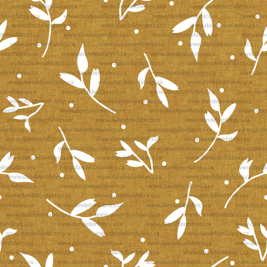 Gigi Leaf Print in Mustard | Mini Rib Knit Fabric | SOLD BY THE FULL BOLT